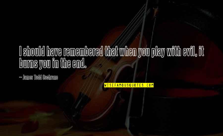Remembered You Quotes By James Todd Cochrane: I should have remembered that when you play