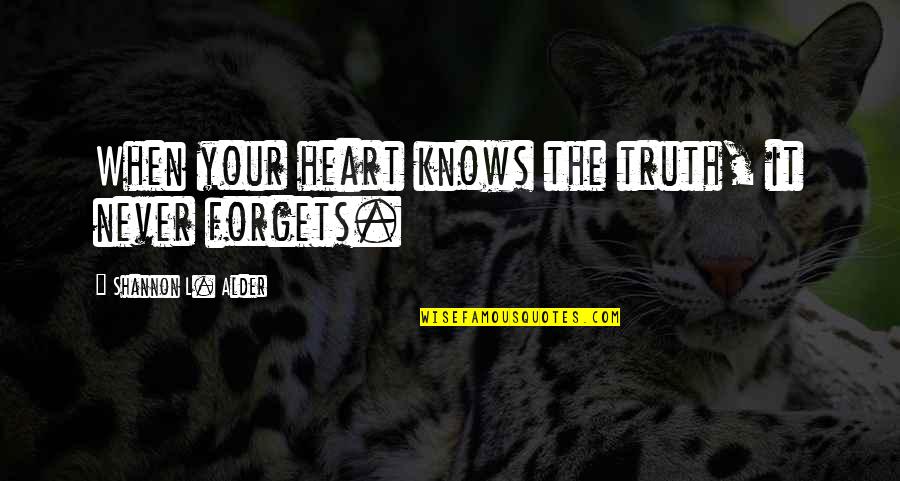 Remembering Our Love Quotes By Shannon L. Alder: When your heart knows the truth, it never