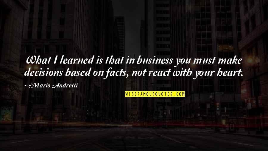 Remembering Where You Started Quotes By Mario Andretti: What I learned is that in business you