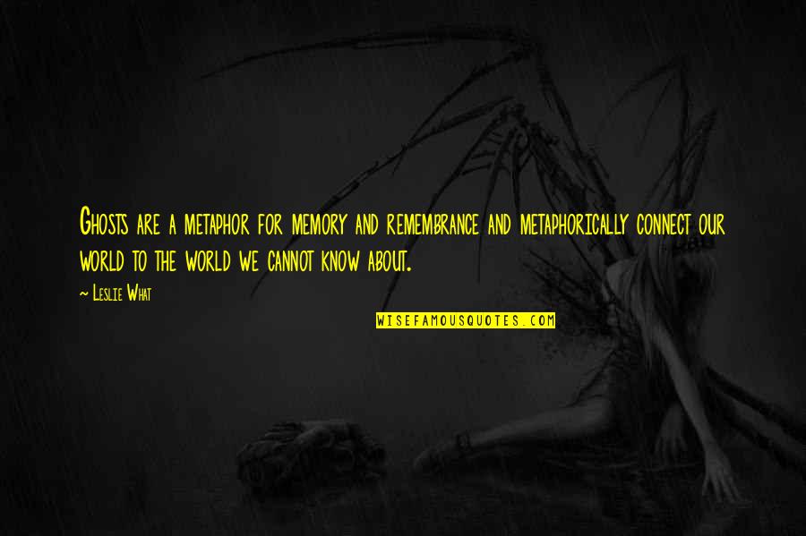 Remembrance Quotes By Leslie What: Ghosts are a metaphor for memory and remembrance Remembrance Quotes By Leslie What: Ghosts are a metaphor for memory and remembrance
