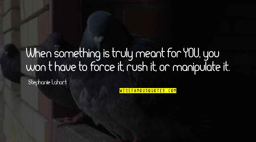 Reminder Motivational Quotes By Stephanie Lahart: When something is truly meant for YOU, you