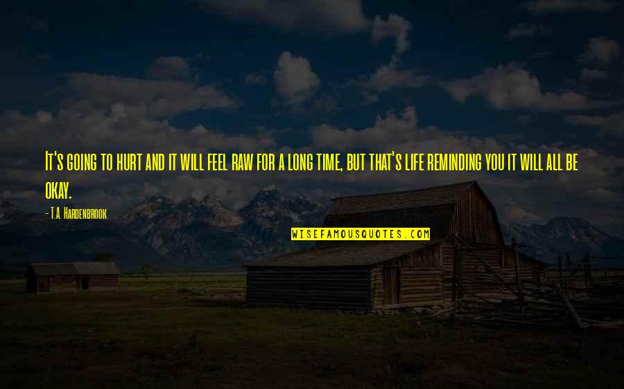 Reminding Quotes By T.A. Hardenbrook: It's going to hurt and it will feel Reminding Quotes By T.A. Hardenbrook: It's going to hurt and it will feel