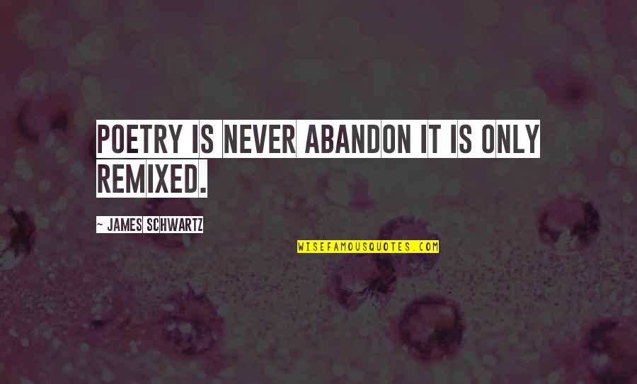 Remixed Quotes By James Schwartz: Poetry is never abandon it is only remixed.