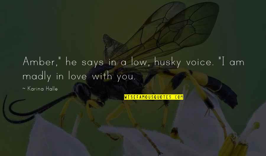 Remixing Songs Quotes By Karina Halle: Amber," he says in a low, husky voice.