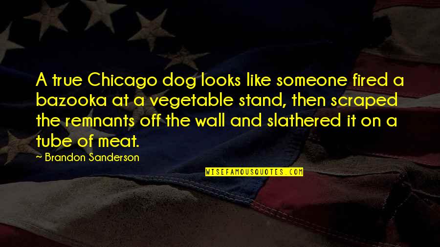 Remnants Quotes By Brandon Sanderson: A true Chicago dog looks like someone fired