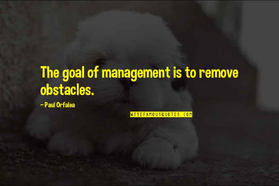 Remove Obstacles Quotes By Paul Orfalea: The goal of management is to remove obstacles.
