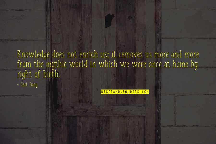 Removes Quotes By Carl Jung: Knowledge does not enrich us; it removes us