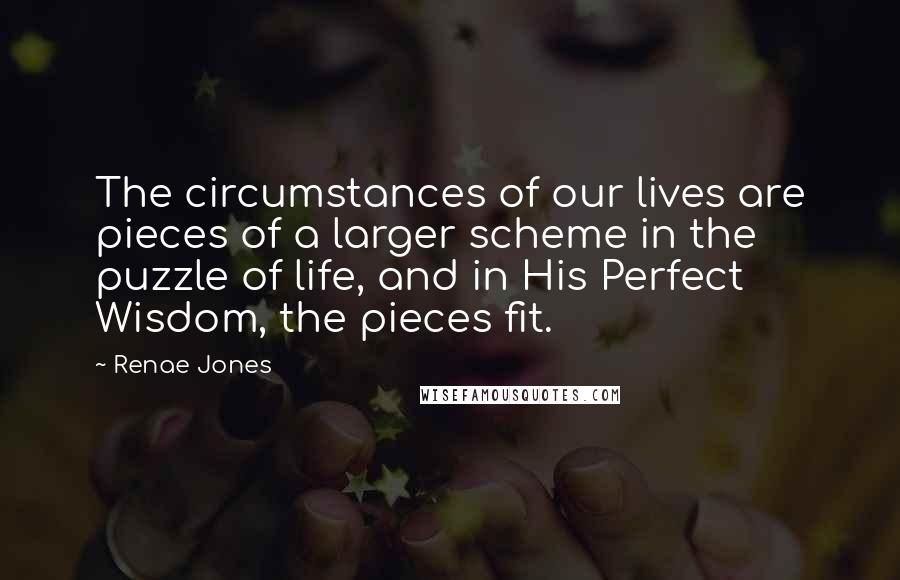 Renae Jones quotes: The circumstances of our lives are pieces of a larger scheme in the puzzle of life, and in His Perfect Wisdom, the pieces fit.