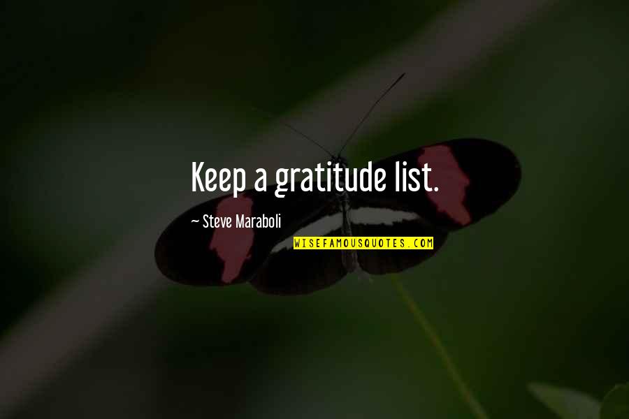 Renaldas Narusis Quotes By Steve Maraboli: Keep a gratitude list. Renaldas Narusis Quotes By Steve Maraboli: Keep a gratitude list.