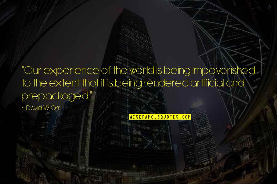 Rendered Quotes By David W. Orr: "Our experience of the world is being impoverished