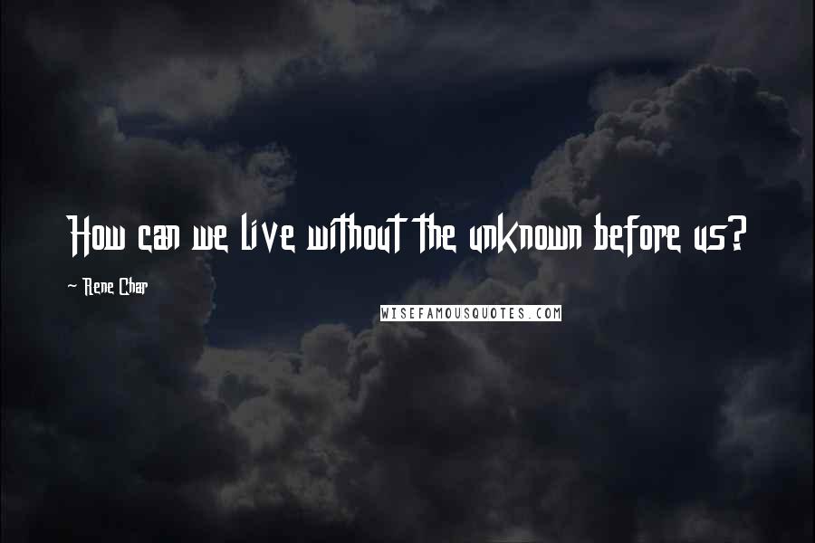 Rene Char quotes: How can we live without the unknown before us?