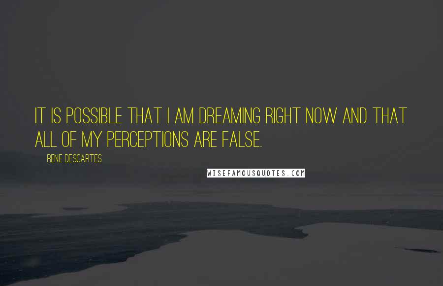 Rene Descartes quotes: It is possible that I am dreaming right now and that all of my perceptions are false.