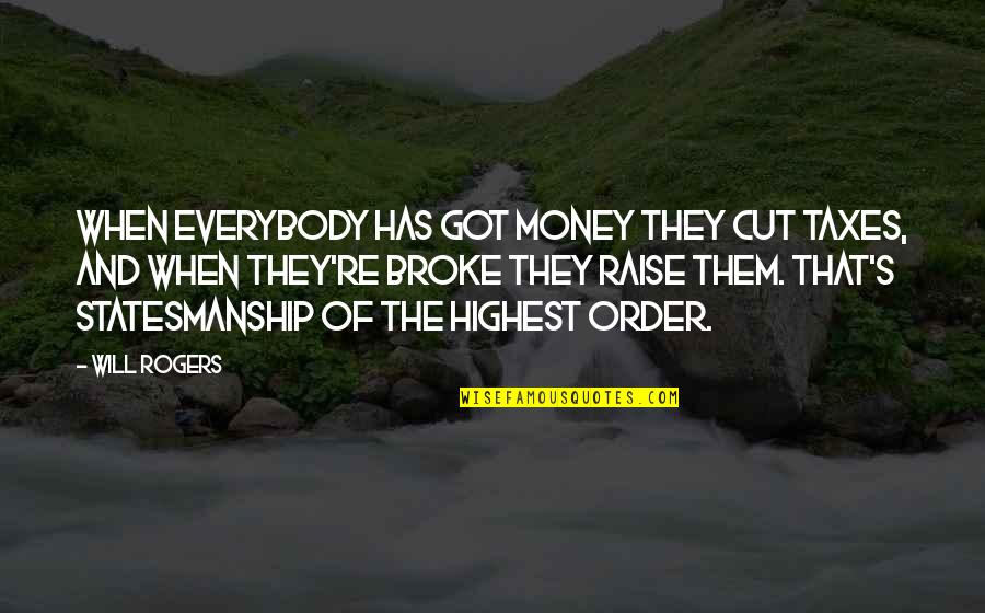 Rene Gruau Quotes By Will Rogers: When everybody has got money they cut taxes,