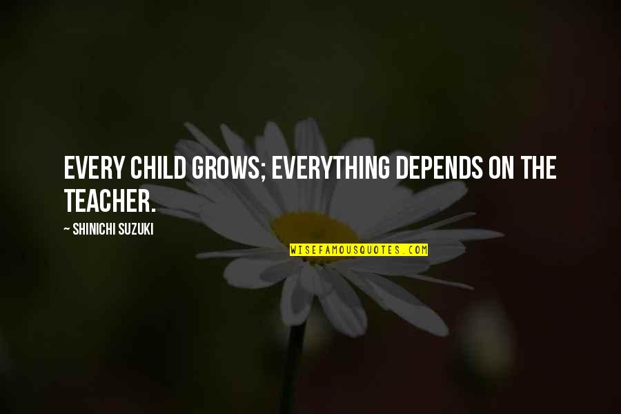 Renegades On The River Quotes By Shinichi Suzuki: Every child grows; everything depends on the teacher. Renegades On The River Quotes By Shinichi Suzuki: Every child grows; everything depends on the teacher.