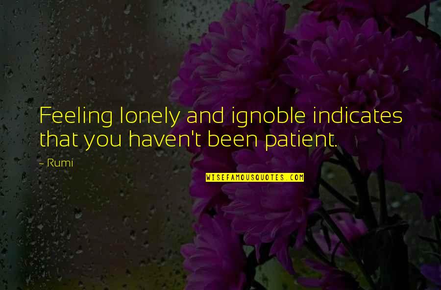 Renegado Denver Quotes By Rumi: Feeling lonely and ignoble indicates that you haven't