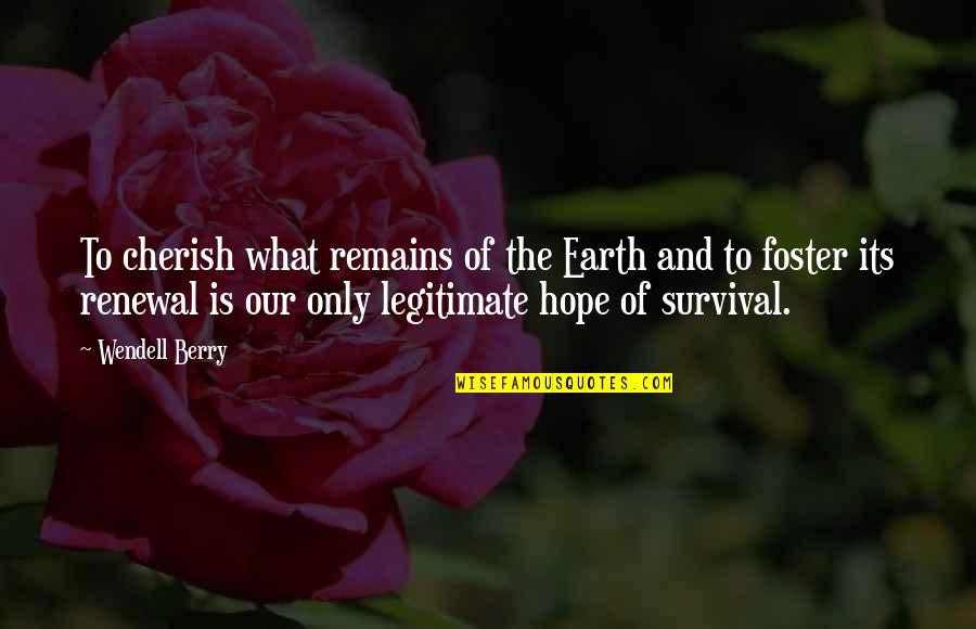 Renewal Quotes By Wendell Berry: To cherish what remains of the Earth and