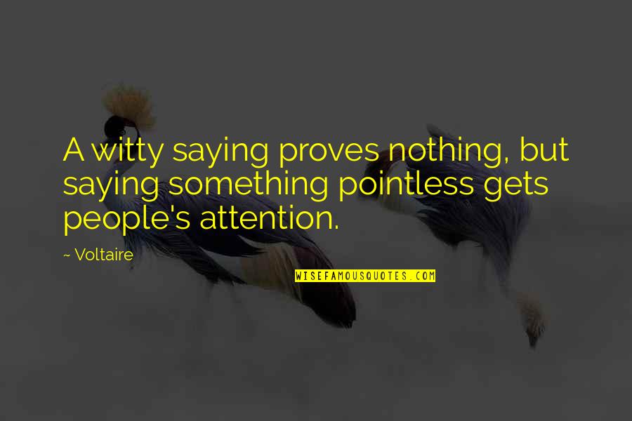 Renommee Internationale Quotes By Voltaire: A witty saying proves nothing, but saying something