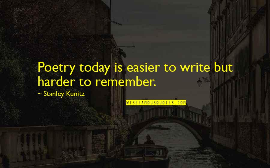 Renouvier Quotes By Stanley Kunitz: Poetry today is easier to write but harder