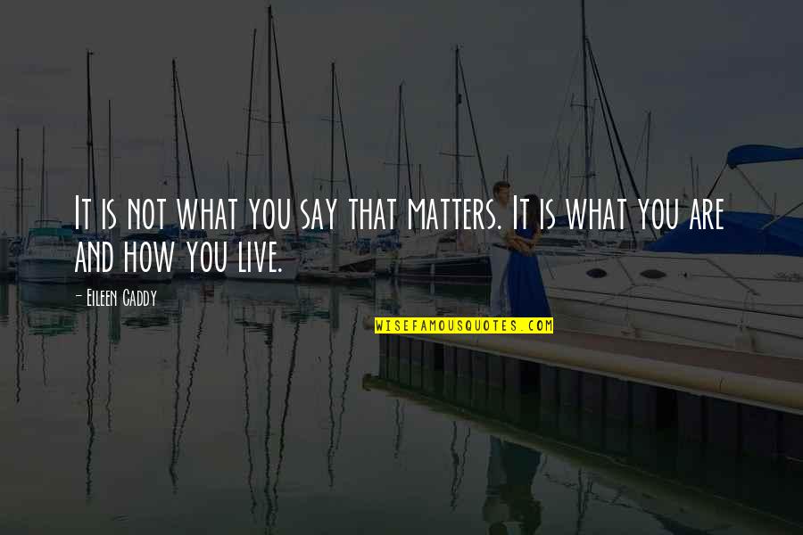 Reorganization Failure Quotes By Eileen Caddy: It is not what you say that matters.