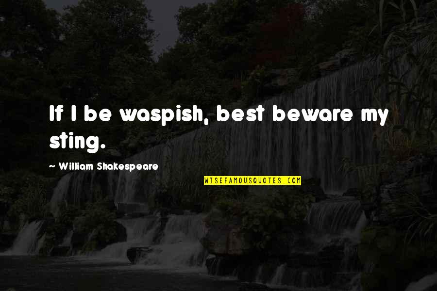 Repartee Quotes By William Shakespeare: If I be waspish, best beware my sting.