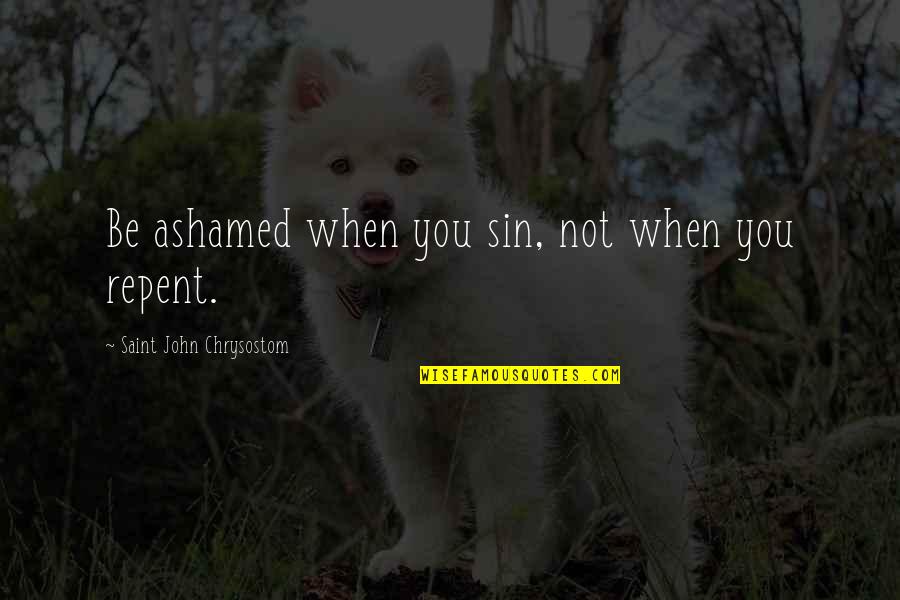 Repent Your Sins Quotes By Saint John Chrysostom: Be ashamed when you sin, not when you Repent Your Sins Quotes By Saint John Chrysostom: Be ashamed when you sin, not when you