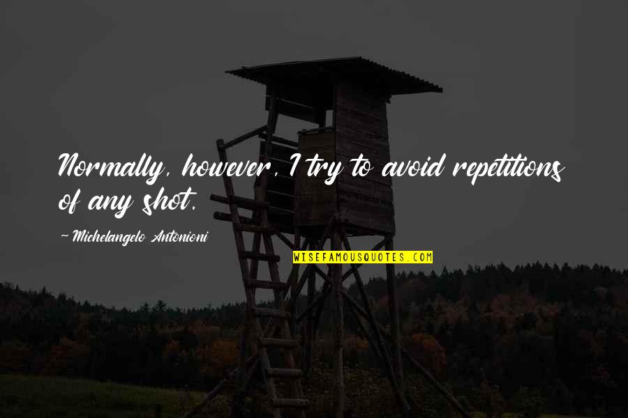 Repetitions Are Quotes By Michelangelo Antonioni: Normally, however, I try to avoid repetitions of Repetitions Are Quotes By Michelangelo Antonioni: Normally, however, I try to avoid repetitions of