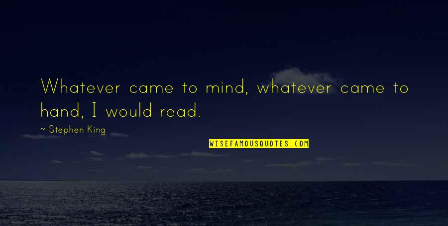 Repetitive Mistakes Quotes By Stephen King: Whatever came to mind, whatever came to hand,