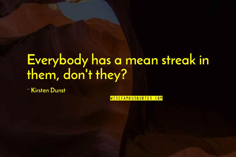 Repitan Math Quotes By Kirsten Dunst: Everybody has a mean streak in them, don't