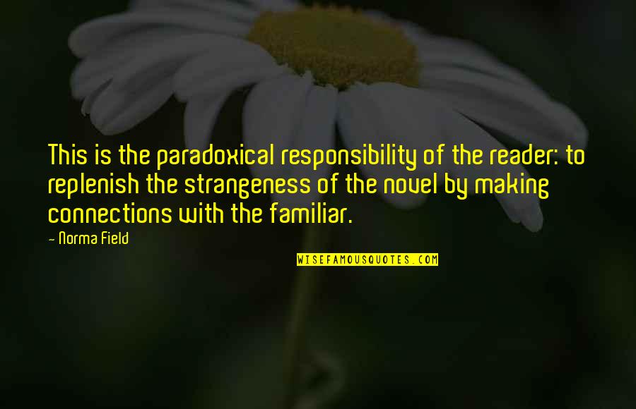 Replenish Quotes By Norma Field: This is the paradoxical responsibility of the reader: