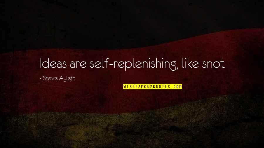 Replenishing Quotes By Steve Aylett: Ideas are self-replenishing, like snot