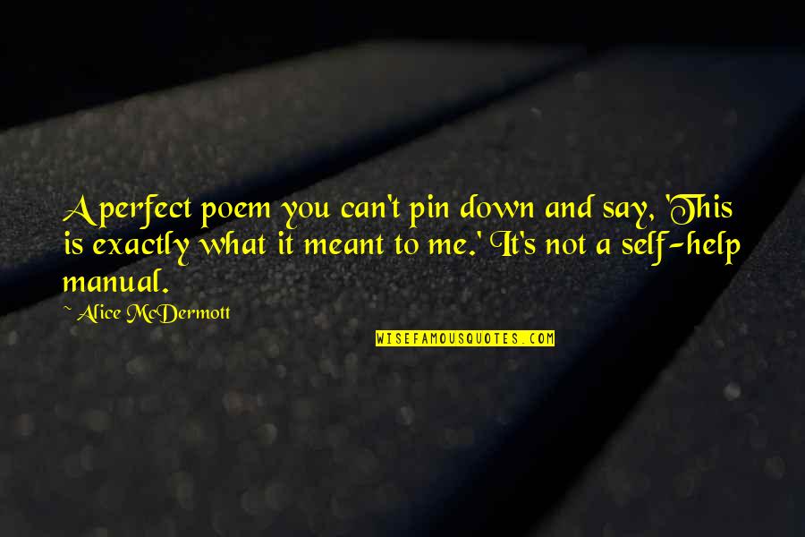 Repondre In English Quotes By Alice McDermott: A perfect poem you can't pin down and