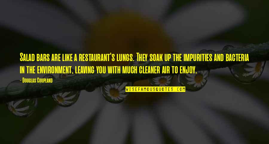 Reportedly In Spanish Quotes By Douglas Coupland: Salad bars are like a restaurant's lungs. They