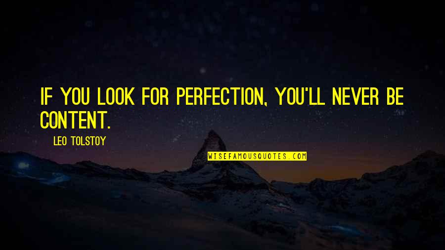 Represent Yourself Quotes By Leo Tolstoy: If you look for perfection, you'll never be