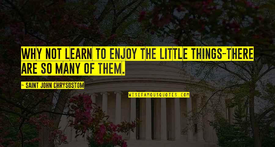 Representaciones Graficas Quotes By Saint John Chrysostom: Why not learn to enjoy the little things-there