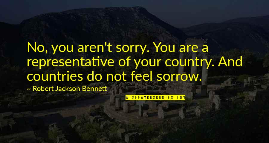 Representative Quotes By Robert Jackson Bennett: No, you aren't sorry. You are a representative