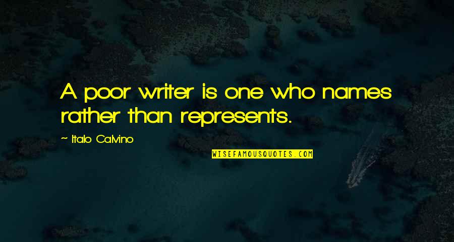 Represents Quotes By Italo Calvino: A poor writer is one who names rather Represents Quotes By Italo Calvino: A poor writer is one who names rather