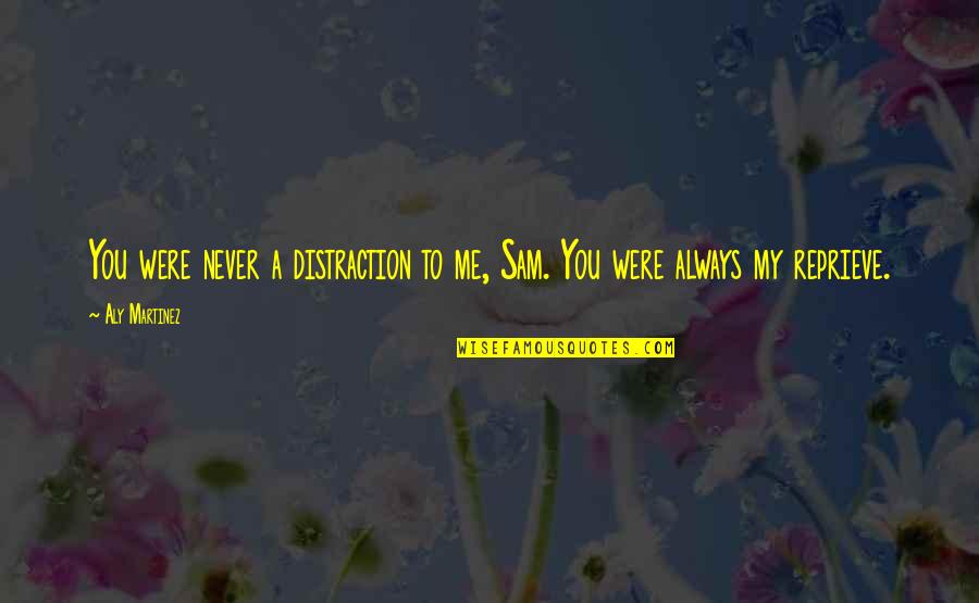 Reprieve Quotes By Aly Martinez: You were never a distraction to me, Sam.