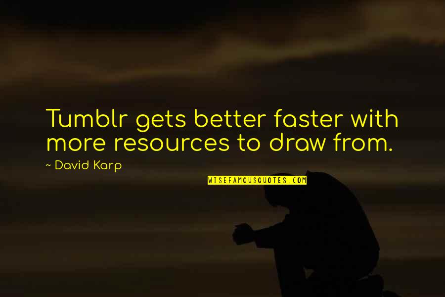 Reprocussions Quotes By David Karp: Tumblr gets better faster with more resources to