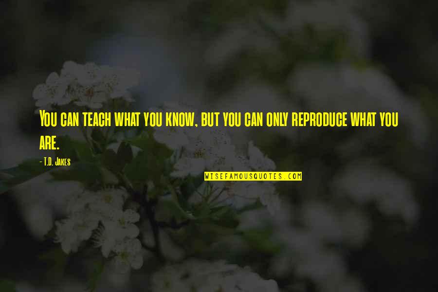 Reproduce Quotes By T.D. Jakes: You can teach what you know, but you