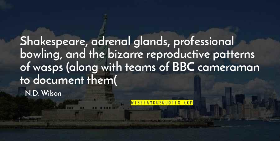 Reproductive Quotes By N.D. Wilson: Shakespeare, adrenal glands, professional bowling, and the bizarre