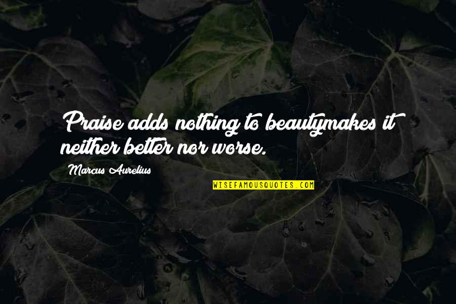 Reproductor Femenino Quotes By Marcus Aurelius: Praise adds nothing to beautymakes it neither better