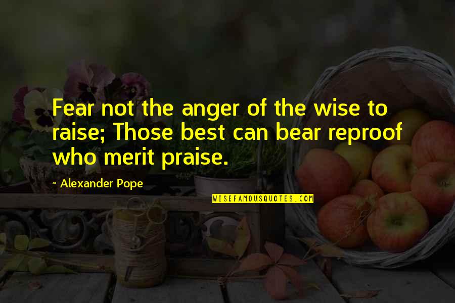 Reproof Quotes By Alexander Pope: Fear not the anger of the wise to