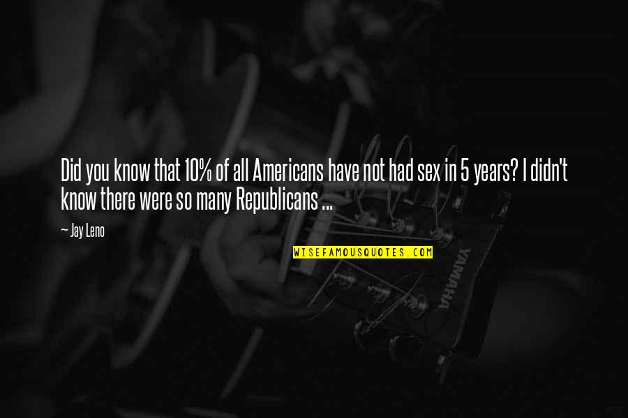 Republicans Not Quotes By Jay Leno: Did you know that 10% of all Americans