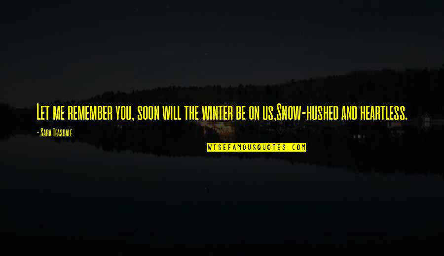 Reputasi Auditor Quotes By Sara Teasdale: Let me remember you, soon will the winter