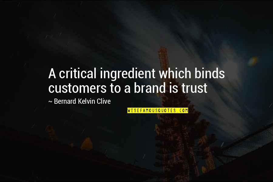 Reputation Management Quotes By Bernard Kelvin Clive: A critical ingredient which binds customers to a