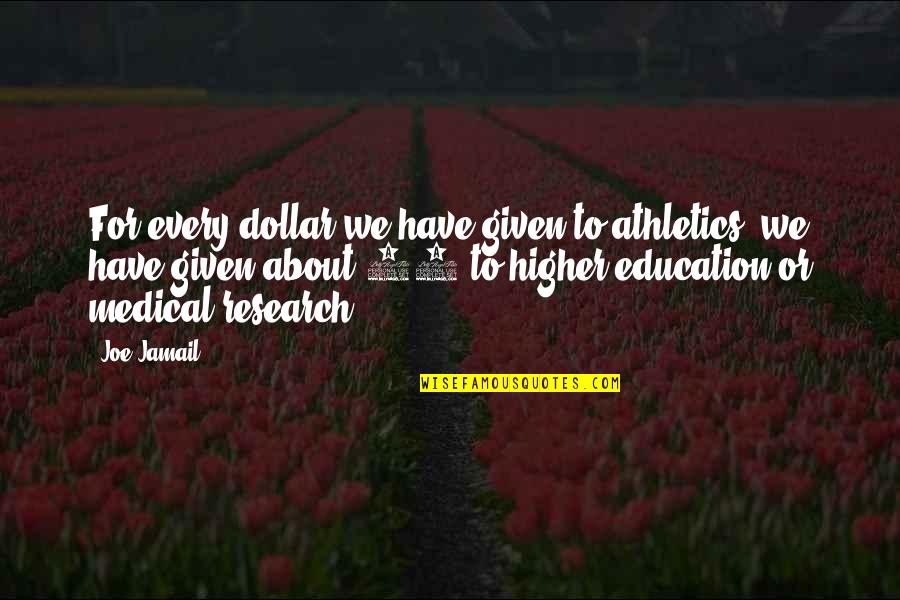 Research And Education Quotes By Joe Jamail: For every dollar we have given to athletics,