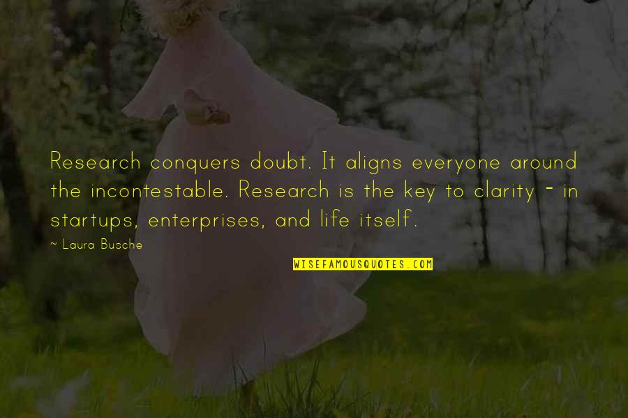 Research And Innovation Quotes By Laura Busche: Research conquers doubt. It aligns everyone around the