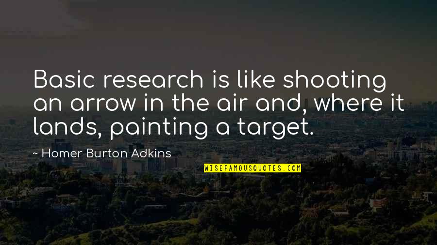 Research And Science Quotes By Homer Burton Adkins: Basic research is like shooting an arrow in
