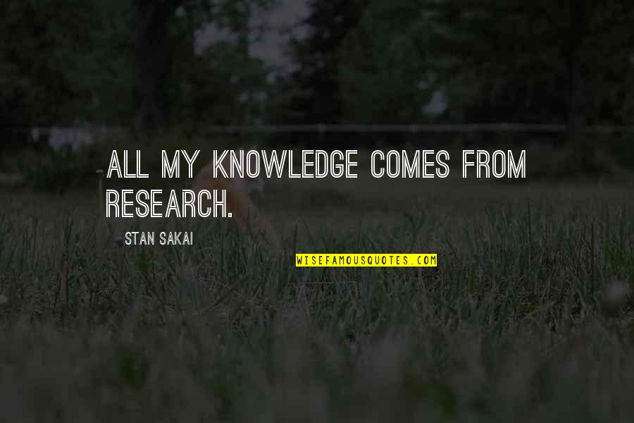 Research Quotes By Stan Sakai: All my knowledge comes from research.