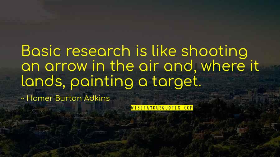 Research Science Quotes By Homer Burton Adkins: Basic research is like shooting an arrow in